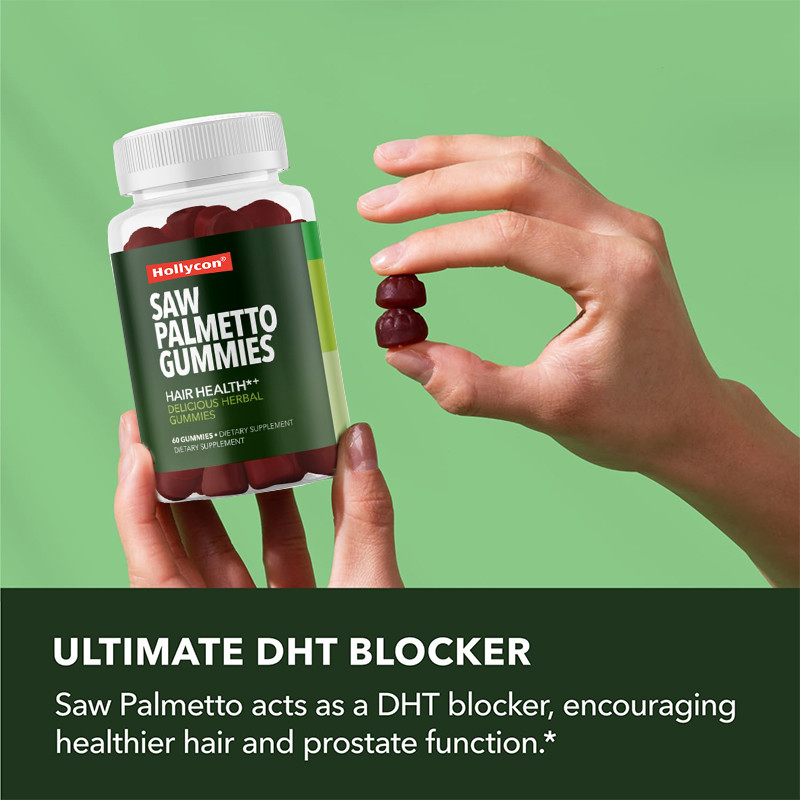 Saw Palmetto Gummies per la salute del cuoio capelluto 75mg Saw Palmetto Extract per il supporto dei capelli