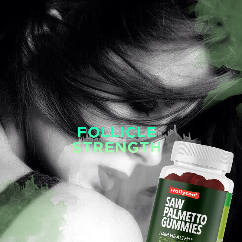 Saw Palmetto Gummies per la salute del cuoio capelluto 75mg Saw Palmetto Extract per il supporto dei capelli