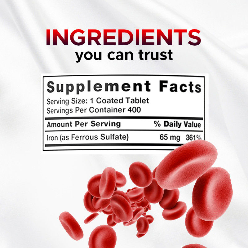 OEM Compresse di ferro Solfato ferroso di ferro 365mg Per la produzione di globuli rossi