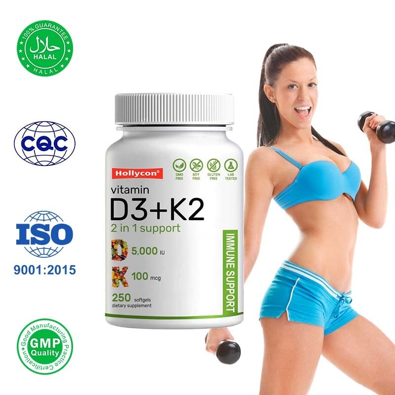 Vitamina D3 K2 Softgels per la salute immunitaria del cuore e delle ossa con supporto di calcio