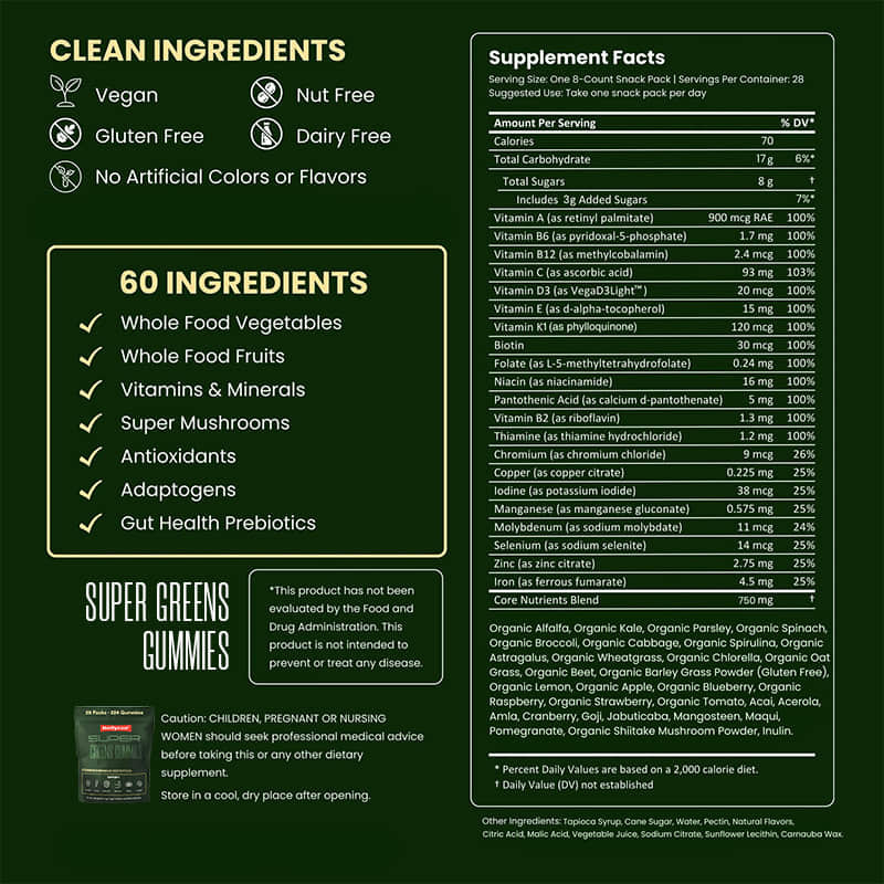 Tisana verde gomma multivitaminica integratore di spirulina in polvere Migliora la salute intestinale Supporto immunitario