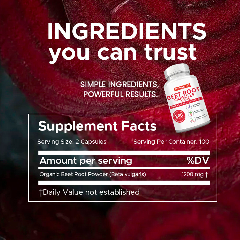 OEM Capsule di radice di barbabietola per sostenere la pressione sanguigna 1200mg Capsule di radice di barbabietola in polvere