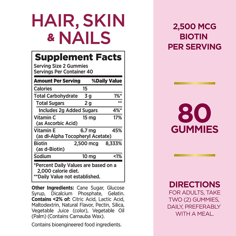 Per capelli, pelle e unghie gomme per le donne 2500mcg Biotina per la crescita dei capelli gomme biotina