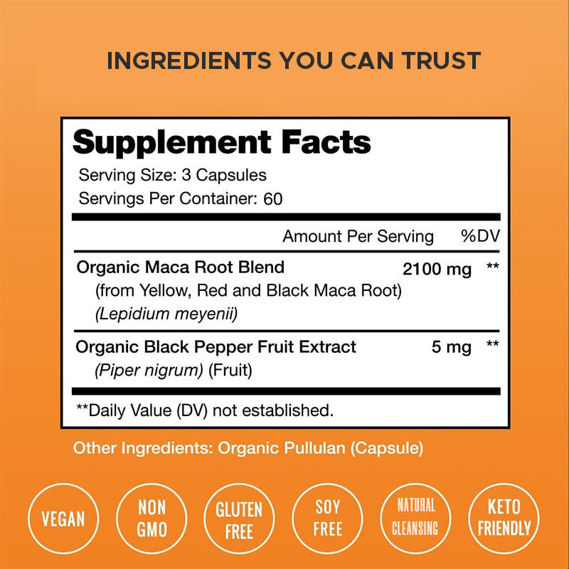 Capsule di Maca 2100mg Miscela di Maca Organica Per Fornire Energia Capsule di Maca