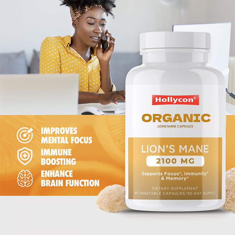 Le capsule di criniera di leone personalizzate favoriscono la concentrazione, la chiarezza mentale, la cognizione, migliorano la salute intestinale.