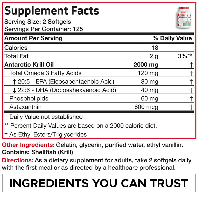 Olio di krill antartico per la salute generale 2000mg Softgels di olio di krill antartico