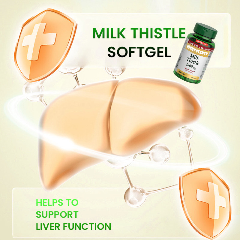 OEM Softgels di cardo da latte per il supporto della funzione epatica 1000mg Softgels di cardo da latte
