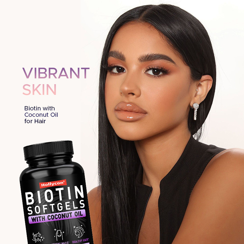 OEM Biotina Softgels per unghie forti Biotina con olio di cocco per capelli Biotina Softgels
