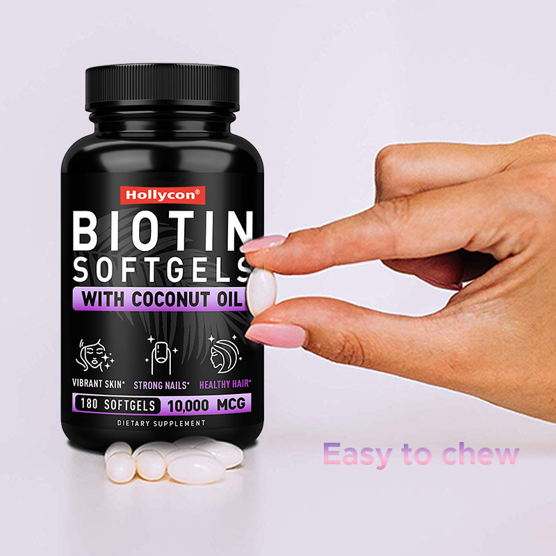 OEM Biotina Softgels per unghie forti Biotina con olio di cocco per capelli Biotina Softgels