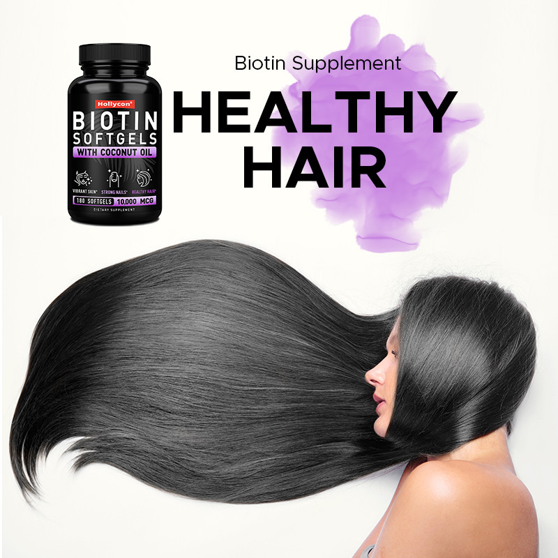 OEM Biotina Softgels per unghie forti Biotina con olio di cocco per capelli Biotina Softgels