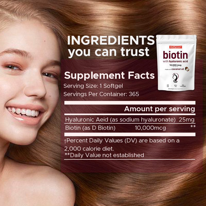 Supplemento di Biotina 10.000 mcg Biotina Softgel per capelli e pelle sani Biotina Softgel