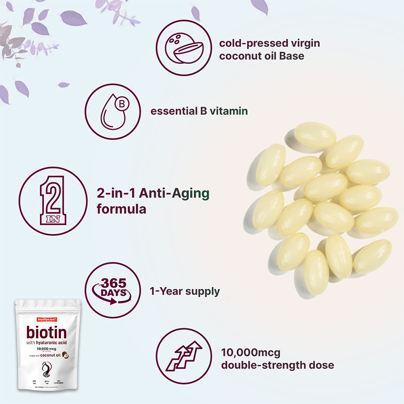 Supplemento di Biotina 10.000 mcg Biotina Softgel per capelli e pelle sani Biotina Softgel