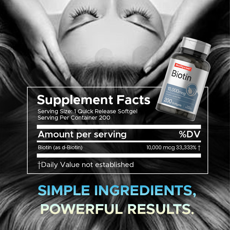 Supplemento di biotina per la salute dei capelli 10.000 mcg Biotina Softgels per la salute capelli e unghie