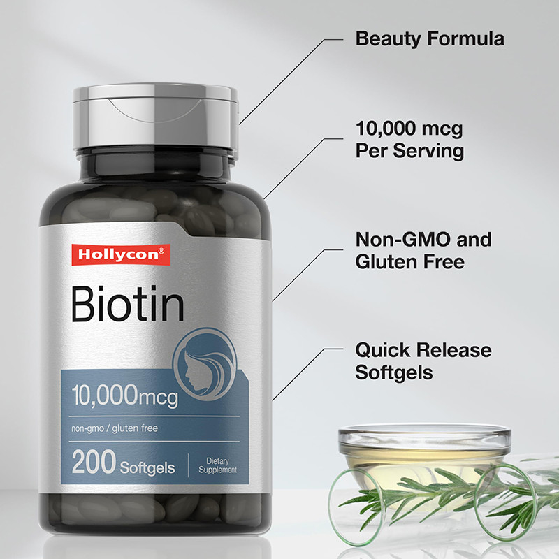 Supplemento di biotina per la salute dei capelli 10.000 mcg Biotina Softgels per la salute capelli e unghie