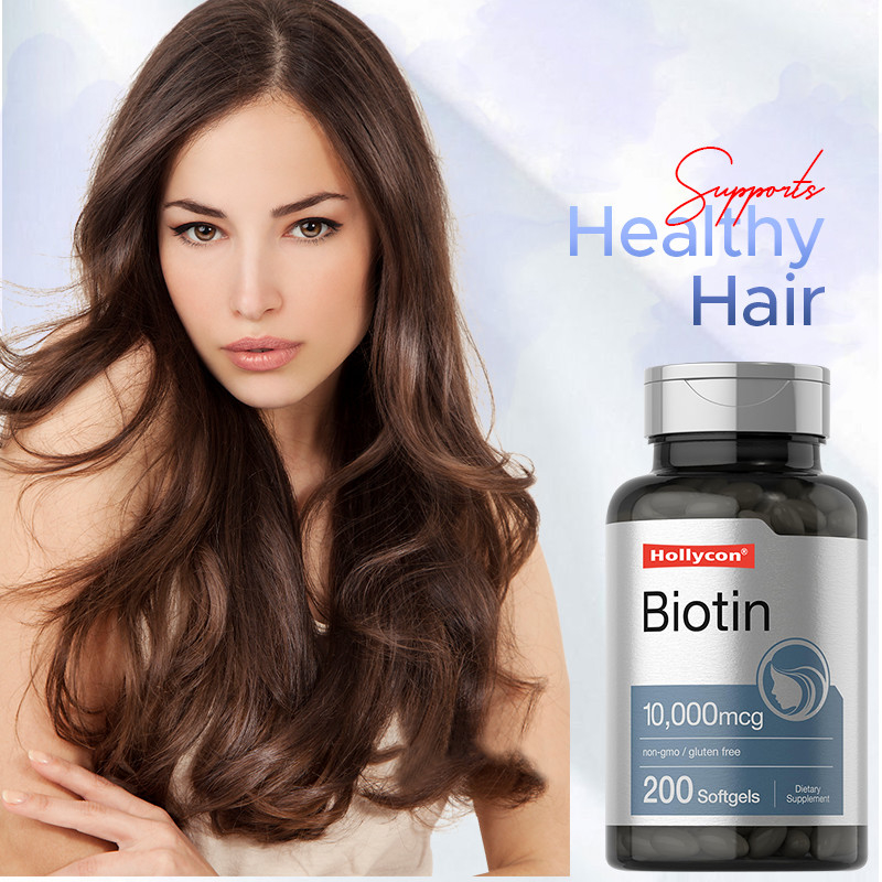 Supplemento di biotina per la salute dei capelli 10.000 mcg Biotina Softgels per la salute capelli e unghie