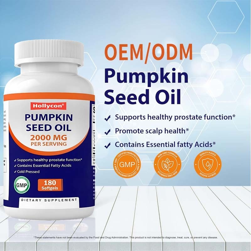 OEM Olio di semi di zucca Softgels per promuovere la salute del cuoio capelluto 2000 mg Olio di semi di zucca