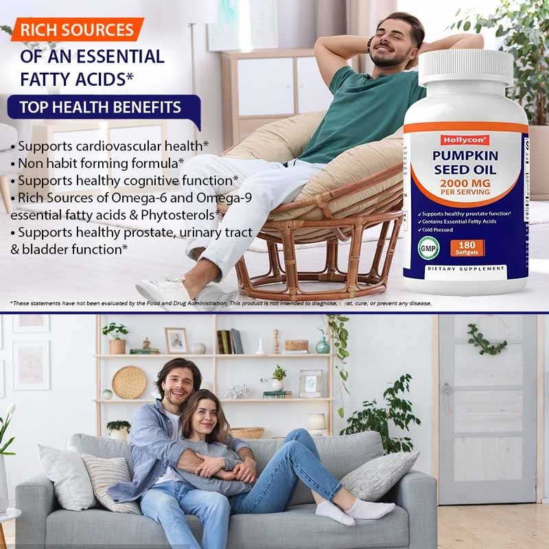 OEM Olio di semi di zucca Softgels per promuovere la salute del cuoio capelluto 2000 mg Olio di semi di zucca