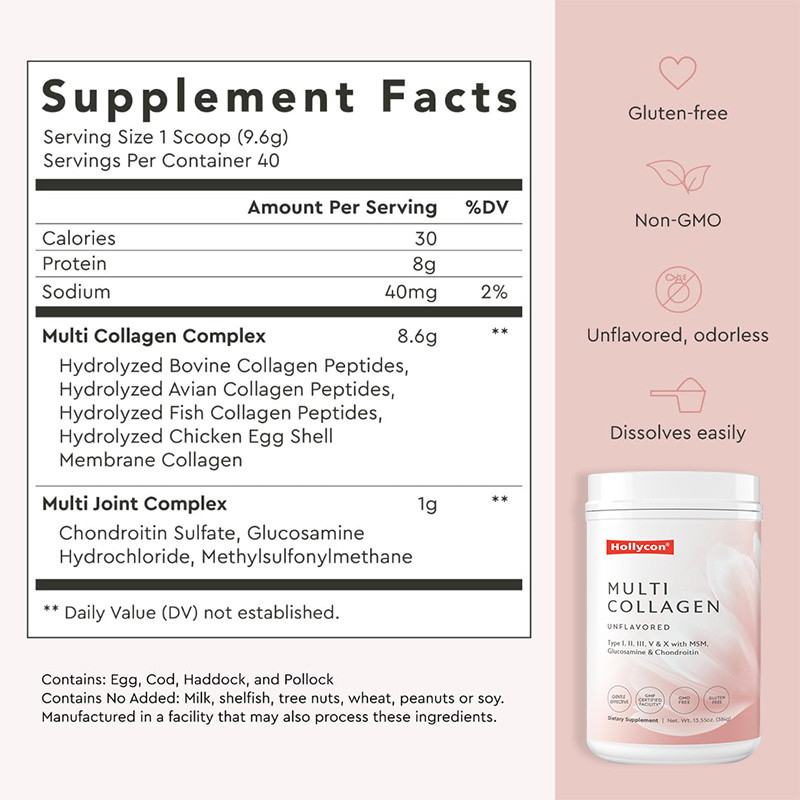 OEM Polvere di collagene multi per il supporto dei capelli Peptidi di collagene idrolizzati Polvere proteica