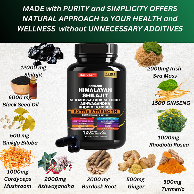 OEM Organic Pure Himalayan Shilajit Capsule per il supporto immunitario