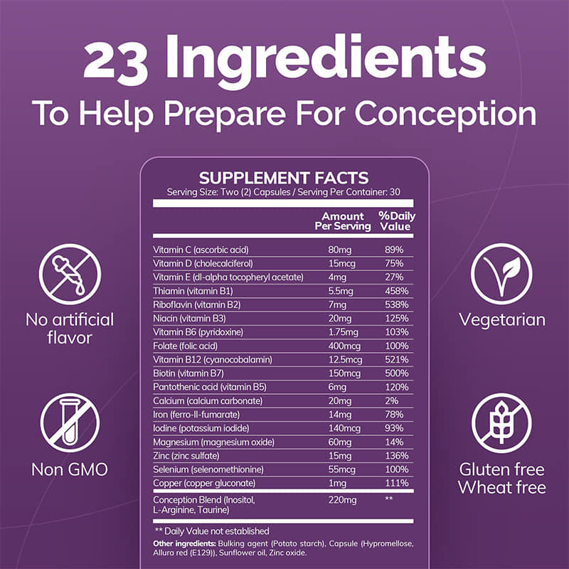 Concepzione Capsule complesse di vitamine per un sistema riproduttivo sano Salute uterina Supplemento di fertilità femminile