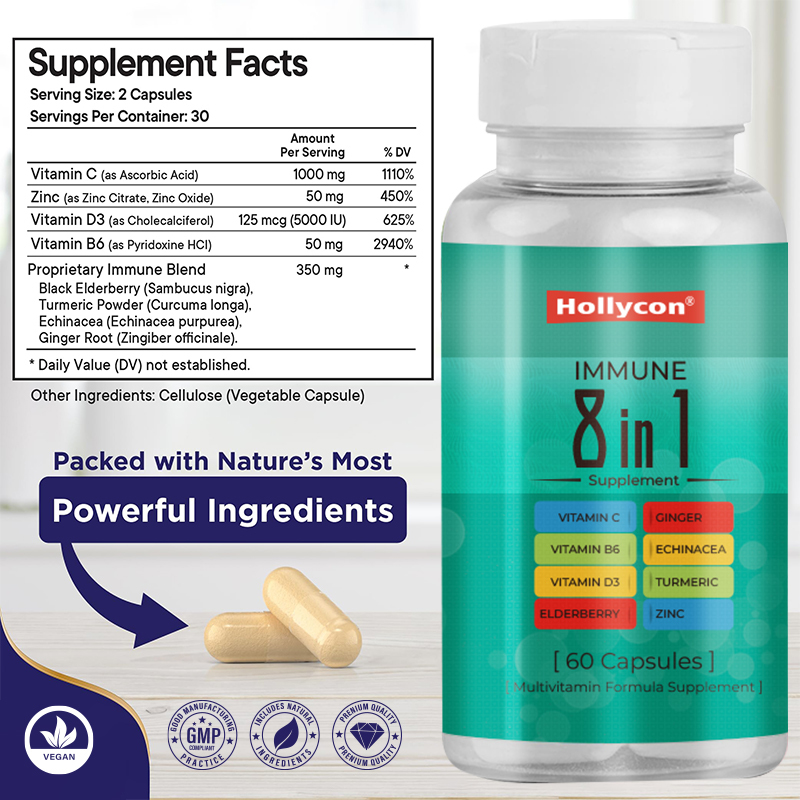Capsule di supporto immunitario OEM Etichetta integratore di formula multivitaminica per adulti aiuta a promuovere la funzione immunitaria