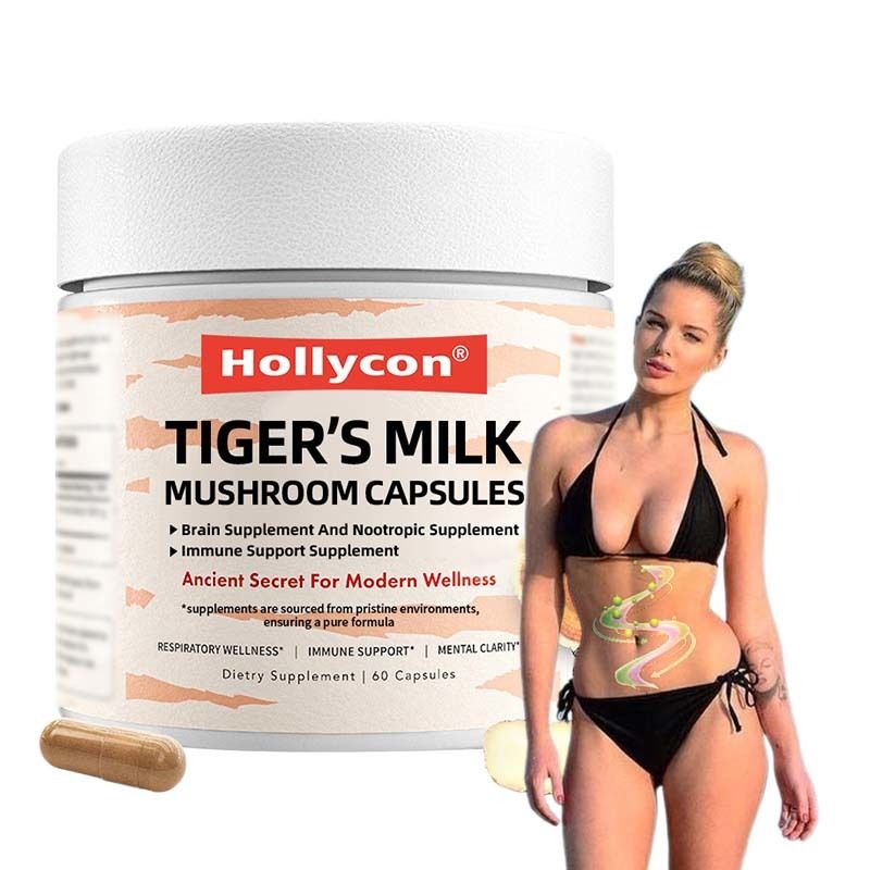 Supplemento di funghi Crescita dei capelli Intestino Digestivo Cervello Salute polmonare Concentramento cognitivo Respirazione Tigre Latte Funghi Capsule