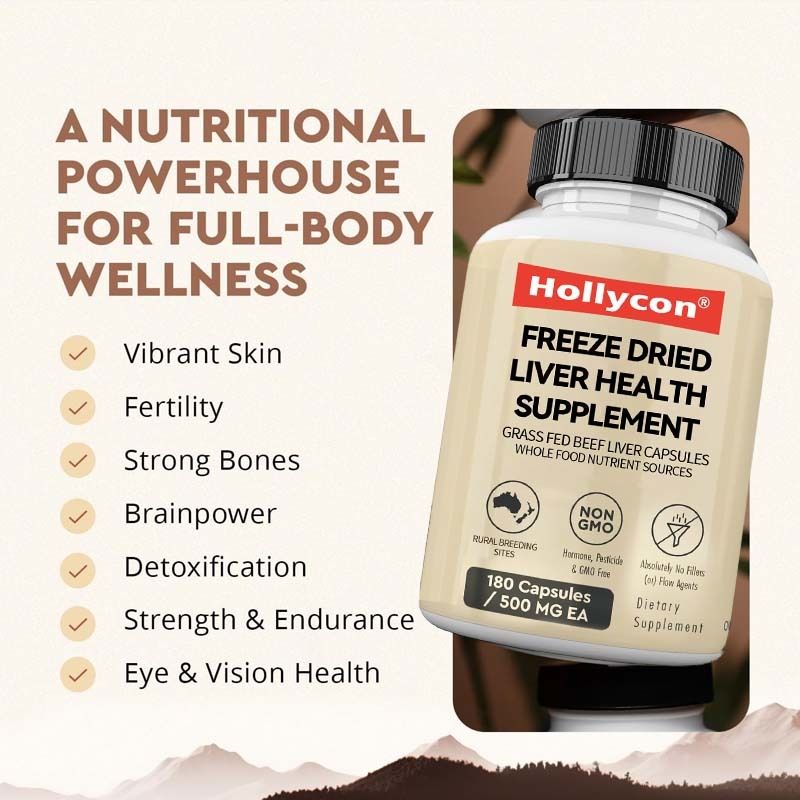 Integratore per la salute del fegato liofilizzato OEM, salute metabolica, benessere completo, supporto immunitario e articolare, capsule di fegato di manzo nutrito con erba