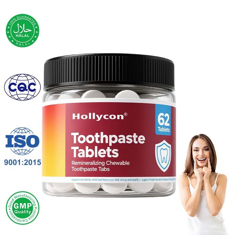 Compresse di dentifricio realizzate in fabbrica, nano idrossiapatite con probiotici, fluoruro e plastica, dimensioni eco e amiche di viaggio, che rimandalizzano le linguette da dentifricio masticabile, formula personalizzata