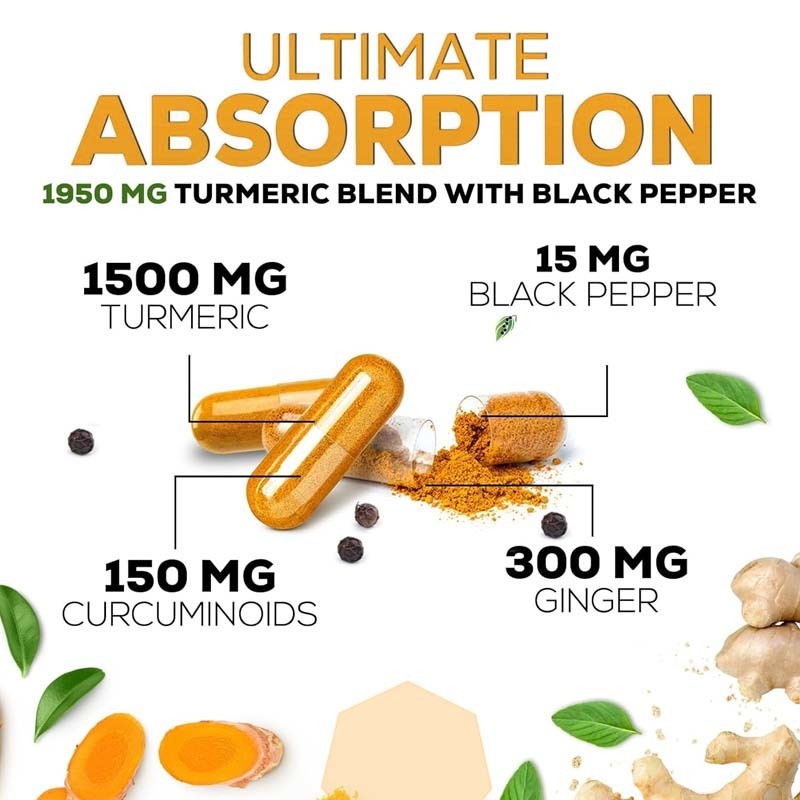 OEM supplemento di curcumina di curcuma con curcuma organica e zenzero pepe nero per il miglior assorbimento supporto articolare curcumina capsula