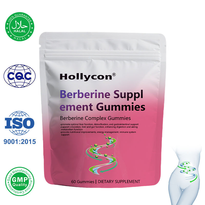 Prezzo di fabbrica OEM integratore di Berberina in gommine (senza zucchero), gommine di Berberina Complex con Cannella di Ceylon, Cardo Mariano, Curcumina di Curcuma per Metabolismo, Energia, Salute intestinale, Controllo della massa corporea a digiuno