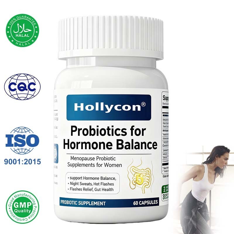 Integratori probiotici per donne in menopausa realizzati in fabbrica OEM / ODM - 60 miliardi di CFU Akkermansia Probiotici per l'equilibrio ormonale, sudorazioni notturne, sollievo dalle vampate di calore, salute dell'intestino, formula personalizzata