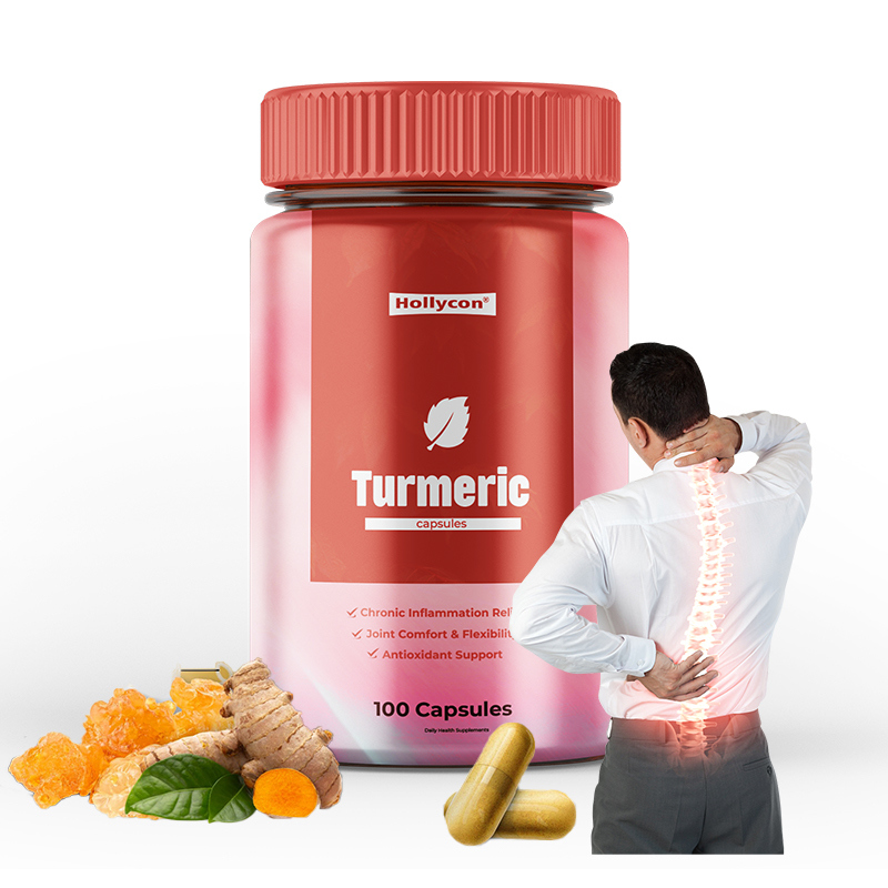Capsule di Curcuma Private Label con 100 Capsule per Flacone per il Supporto Digestivo e Dose Giornaliera di 3 Capsule