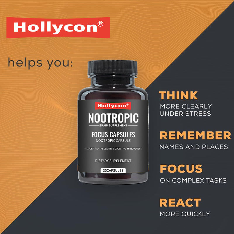 OEM Focus Capsule con L-teanina Vitamina B6 Memoria Chiarezza mentale e miglioramento cognitivo Supplemento cerebrale nootropico