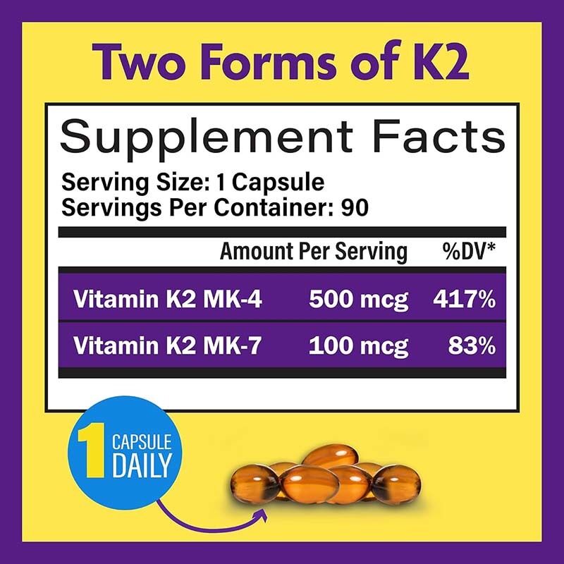 OEM Full Spectrum Vitamina K2 Softgels con 600 mcg di Trans Form Supporta la salute generale e la forza ossea Supplemento di vitamina K2
