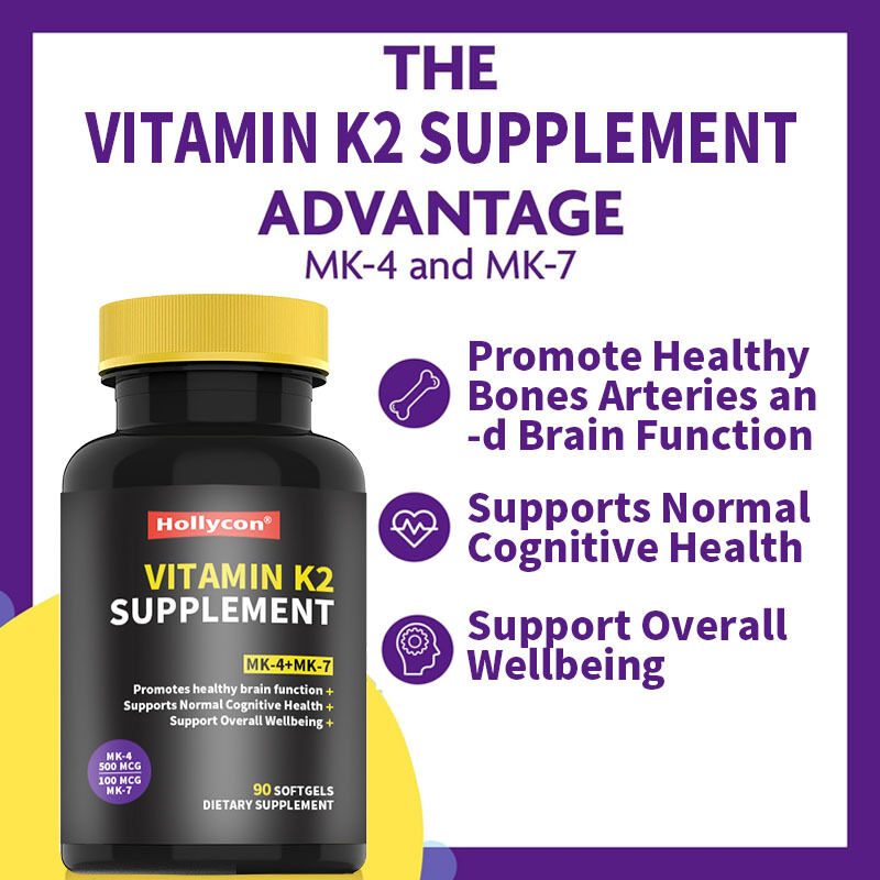 OEM Full Spectrum Vitamina K2 Softgels con 600 mcg di Trans Form Supporta la salute generale e la forza ossea Supplemento di vitamina K2