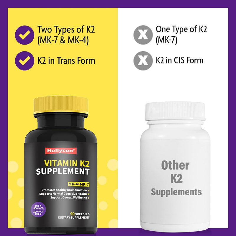 OEM Full Spectrum Vitamina K2 Softgels con 600 mcg di Trans Form Supporta la salute generale e la forza ossea Supplemento di vitamina K2