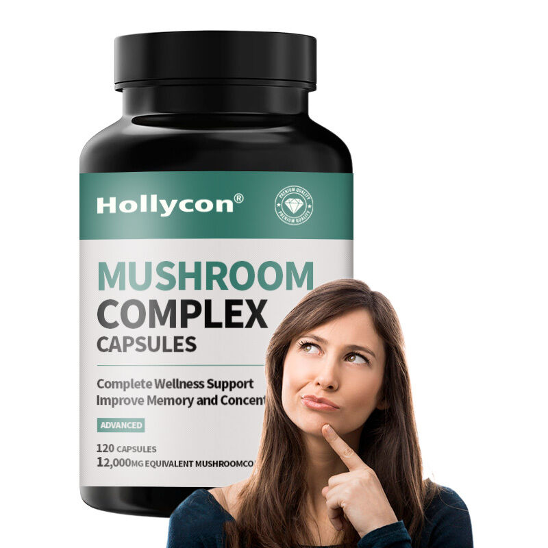 OEM Supplemento per funghi Funghi biologici Supplemento per il cervello Nootropici Supplimenti per il cervello Memoria Focus Ayurveda Funghi complessi Capsule