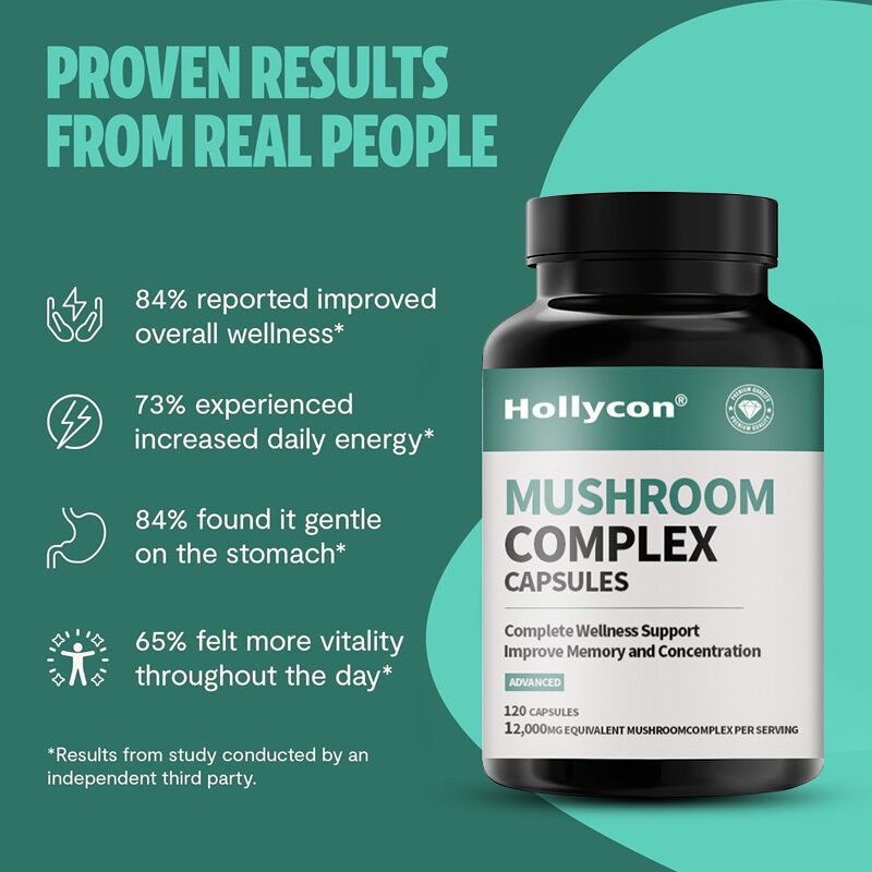 OEM Supplemento per funghi Funghi biologici Supplemento per il cervello Nootropici Supplimenti per il cervello Memoria Focus Ayurveda Funghi complessi Capsule