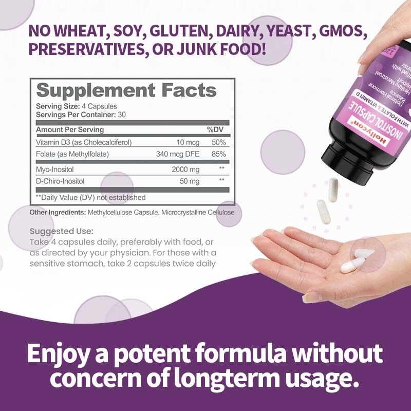 Integratore di inositolo premium OEM Inositol Plus Ratio Equilibrio ormonale sano e supporto ovarico sano per le donne in capsule di inositolo