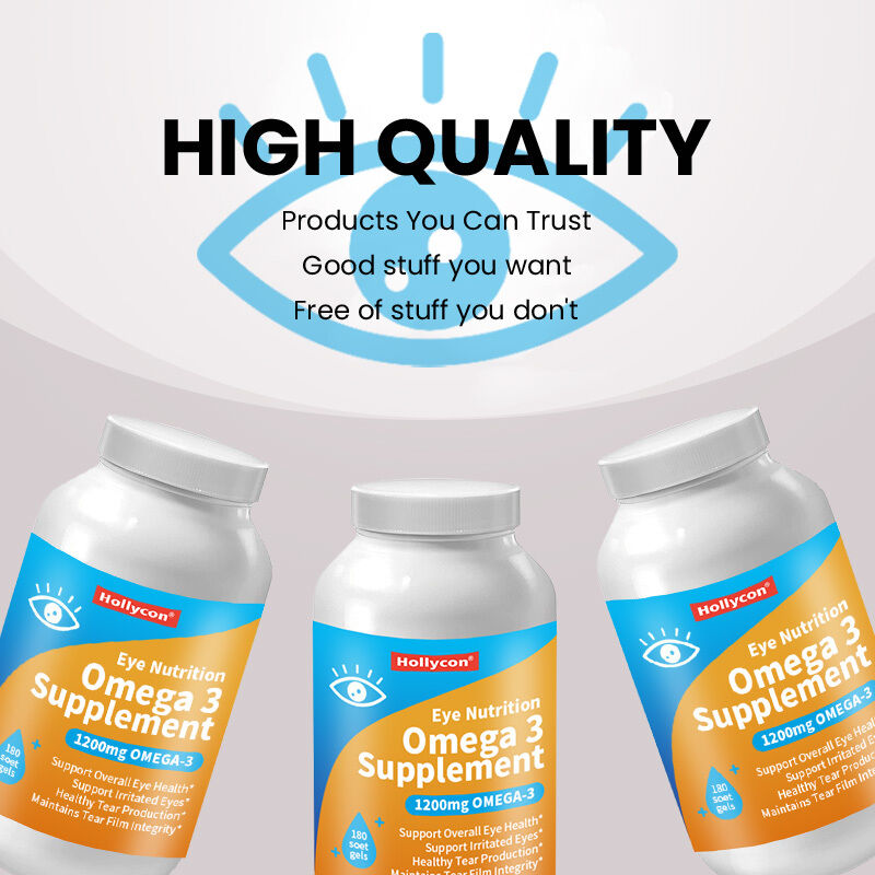 Integratore di Omega 3 OEM 1200mg per la Nutrizione Oculare con Olio di Lino Organico, Trigliceridi, Olio di Pesce e Vitamina E, Softgel Omega 3