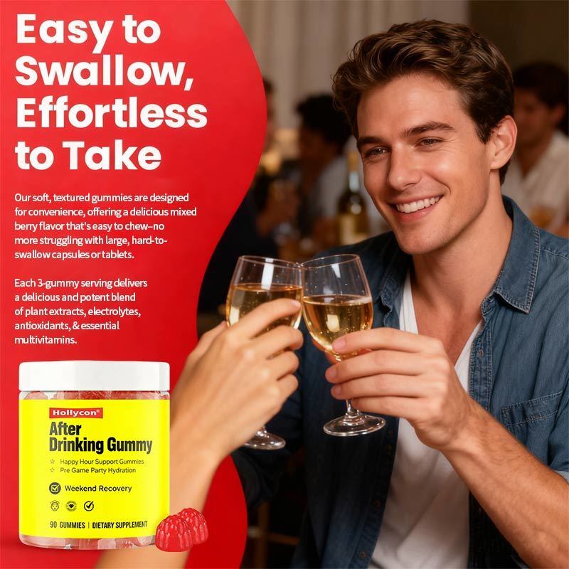 OEM Happy Hour Gummies Supplement Pre Game Party Idratazione Elettroliti Alcol DHM Cardo di latte Dopo aver bevuto Gummy