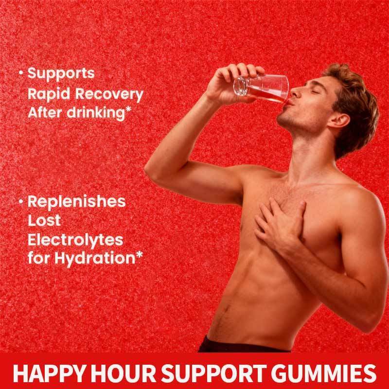 OEM Happy Hour Gummies Supplement Pre Game Party Idratazione Elettroliti Alcol DHM Cardo di latte Dopo aver bevuto Gummy