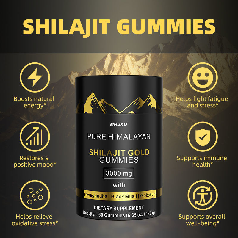 Marchi personalizzati gomme di Shilajit Himalayan Organic Pure Himalayan Shilajit Candy Booster cerebrale vegano gomme di Shilajit