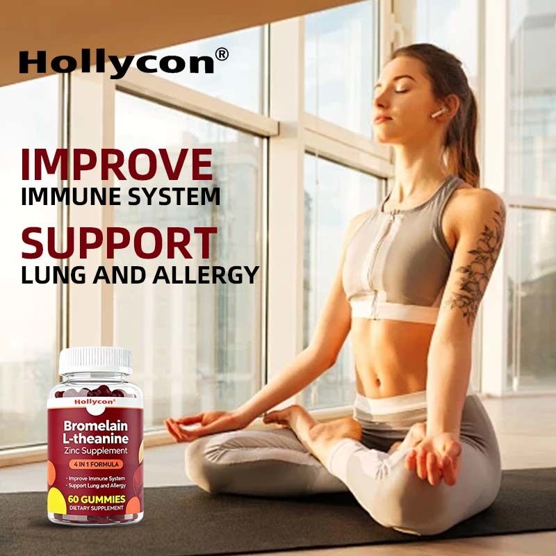 Bromelaina L-teanina Supplemento di zinco Supplementi vegani per bambini Adulti Quercetina Gommiere