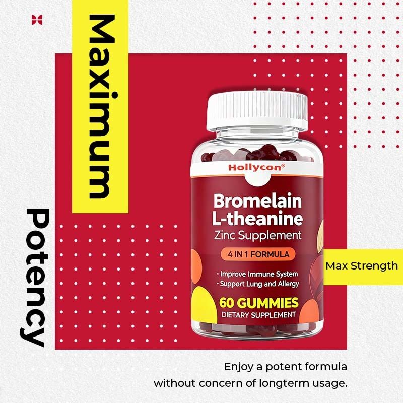 Bromelaina L-teanina Supplemento di zinco Supplementi vegani per bambini Adulti Quercetina Gommiere