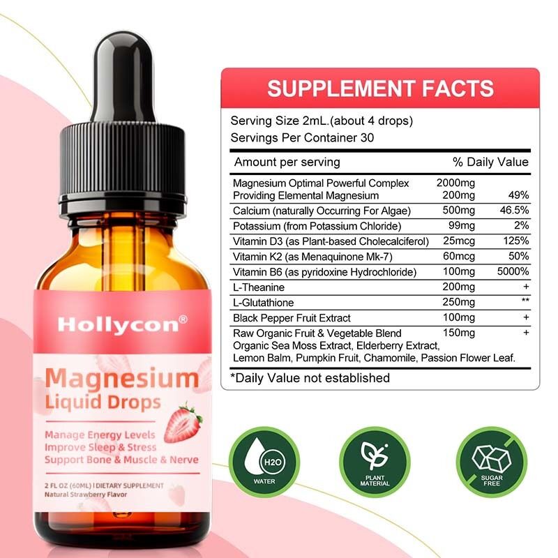 Supplemento complesso di magnesio ad alta potenza per migliorare il sonno e sostenere la crescita ossea e muscolare Gocce liquide di magnesio