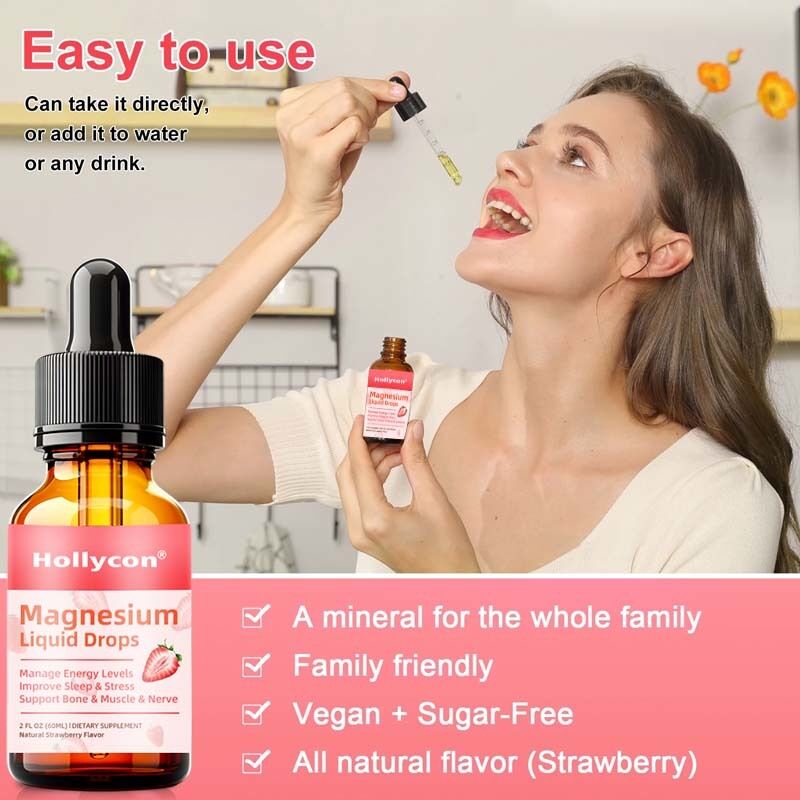 Supplemento complesso di magnesio ad alta potenza per migliorare il sonno e sostenere la crescita ossea e muscolare Gocce liquide di magnesio