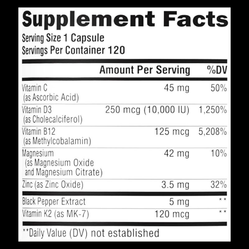 OEM/ODM Vitamin D3 K2 Capsules Bone Density Support Improve Immune Wellness  Daily Energy Supplement