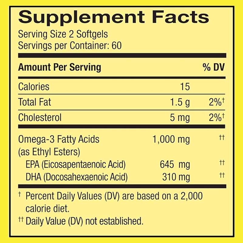 OEM Alto potere Omega-3 olio di pesce 1000mg per porzione 90 Count Softgels per la salute del cuore e del cervello