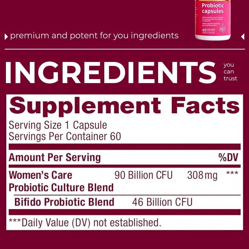 Capsule probiotiche ad alta potenza per la salute intestinale e la digestione 46 miliardi di CFU Miscela probiotica Bifido Capsule probiotiche per la cura delle donne